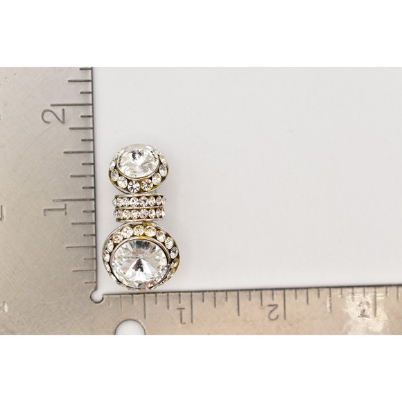 Vintage Crystal Clip On Earrings Rhinestone Drop Shiny Channel Chunky 1980s 9H - Picture 12 of 12